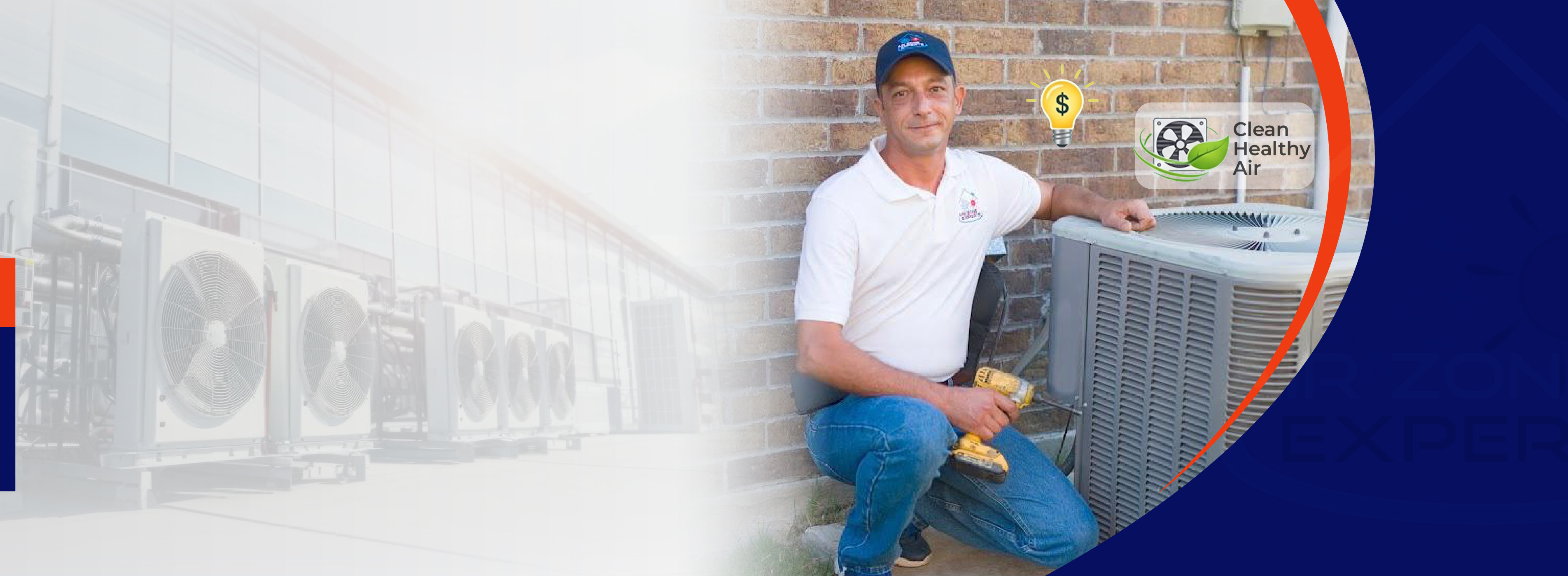 HVAC technician servicing AC unit